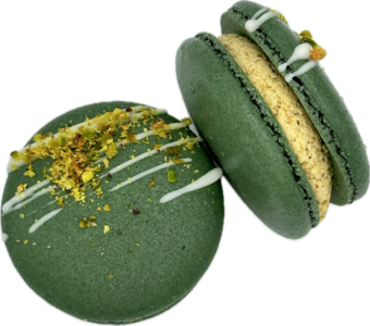 pistachio brittle macaron